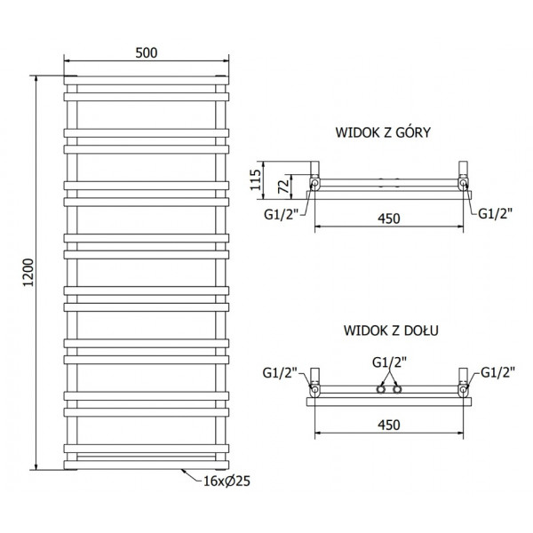 Сушка для рушників MEXEN SATURN 120х50 WHITE водяна