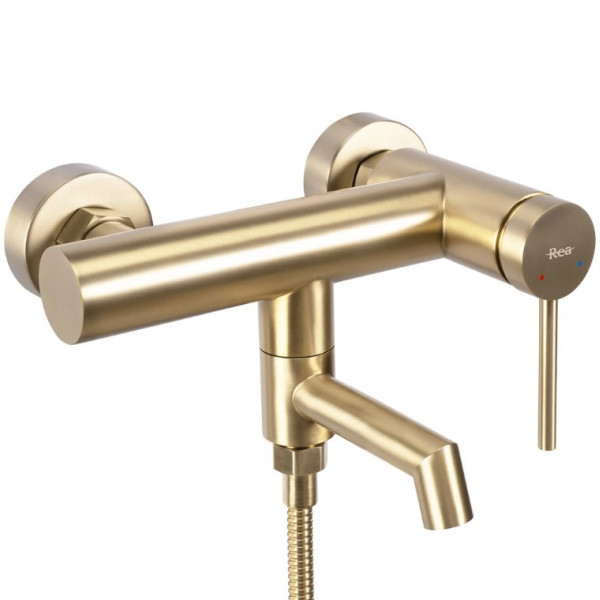 Змішувач для ванни та душу REA FOSS BRUSHED GOLD настінний з виливом