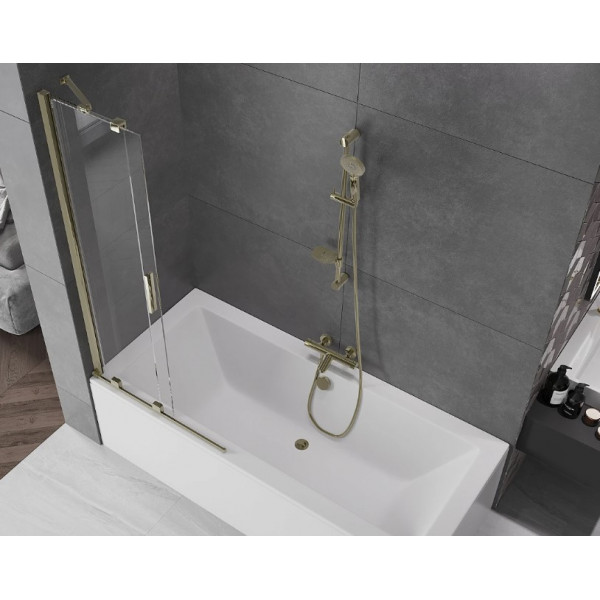 Шторка для ванни MEXEN VELAR 80 BRUSHED GOLD розсувна