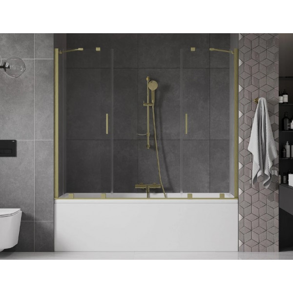 Шторка для ванни MEXEN VELAR DUO 170 BRUSHED GOLD розсувна