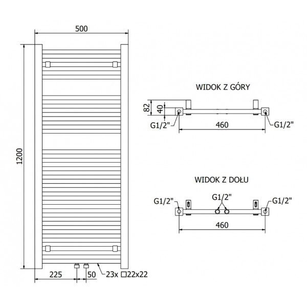Сушка для рушників MEXEN PLUTON 120х50 GOLD 600W електричний