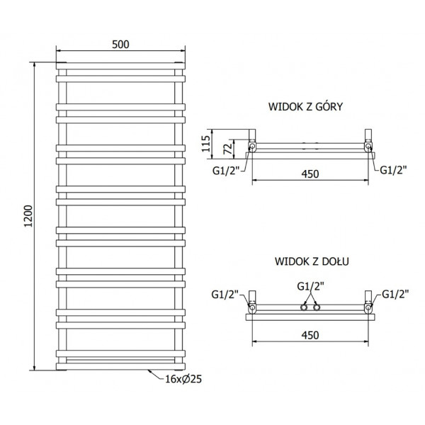 Сушка для рушників MEXEN SATURN 120х50 WHITE 600W електрична