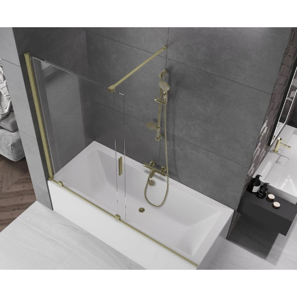 Шторка для ванни MEXEN VELAR 180 BRUSHED GOLD розсувна