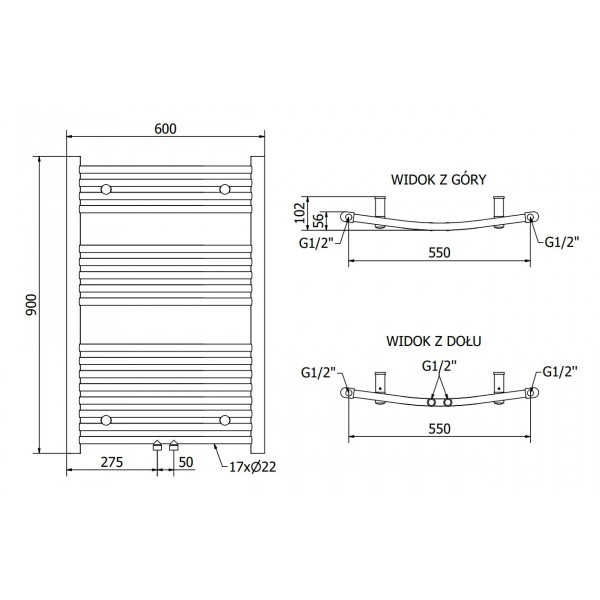 Сушка для рушників MEXEN ARES 90х60 WHITE 400W електричний 2.0