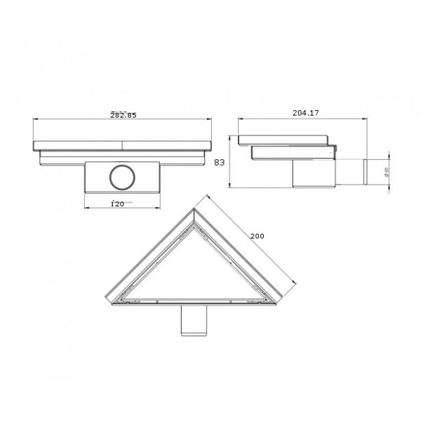 Трап для душу MEXEN FLAT 20x20 BLACK чорний кутовий *