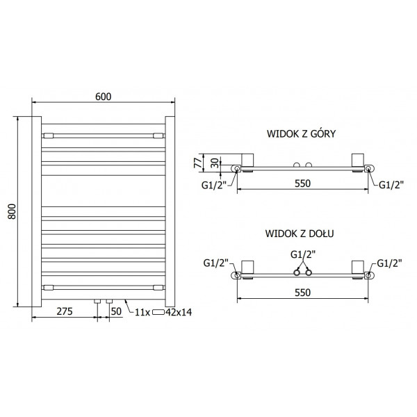 Сушка для рушників MEXEN URAN 80х60 WHITE 600W електрична
