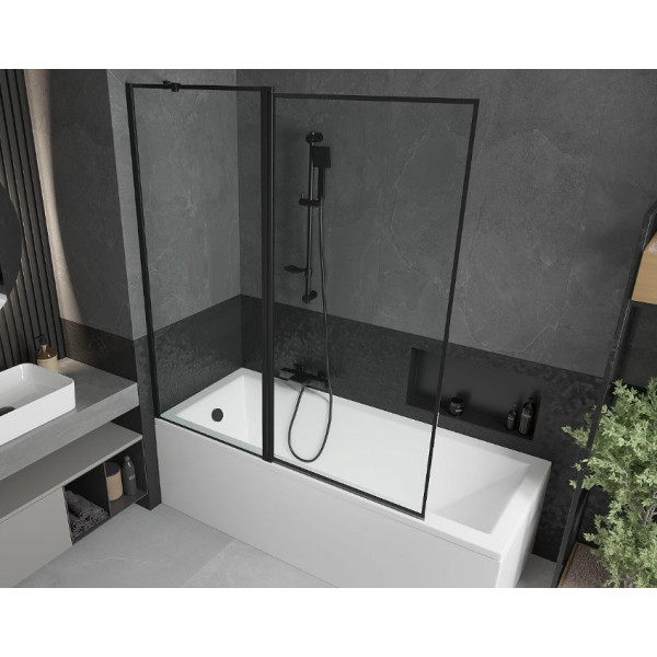 Шторка для ванни MEXEN FLIP-1 140 BLACK рухома