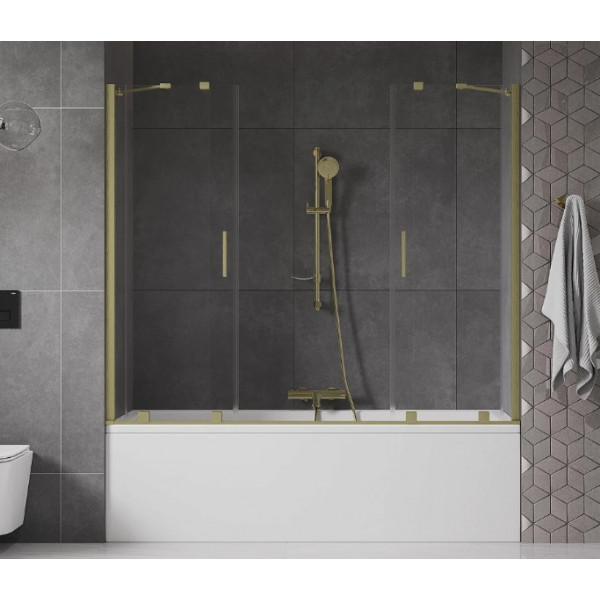 Шторка для ванни MEXEN VELAR DUO 200 BRUSHED GOLD розсувна
