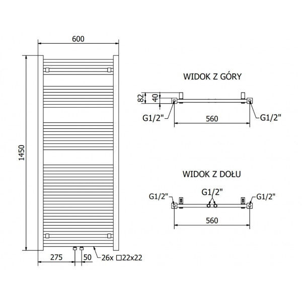 Сушка для рушників MEXEN PLUTON 145х60 WHITE 900W електричний