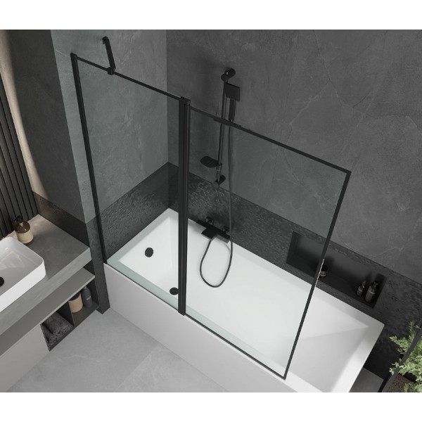 Шторка для ванни MEXEN FLIP-1 140 BLACK рухома