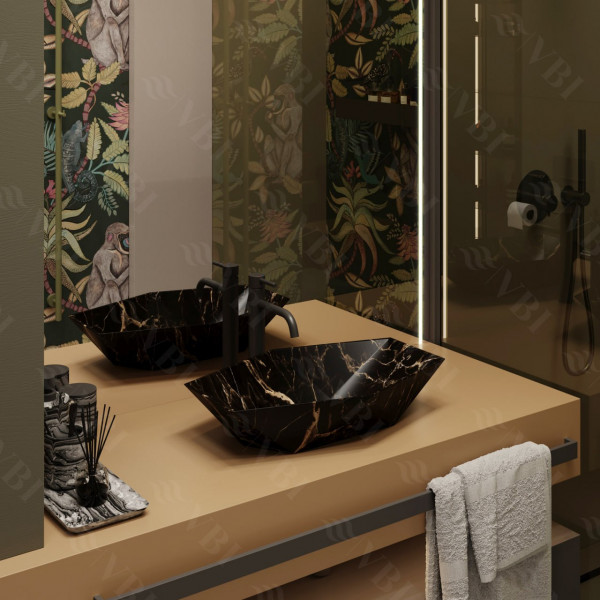 Умивальник (раковина) VBI VENEZIA S MARBLE BLACK MATT накладний