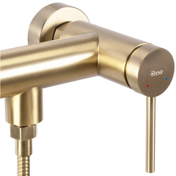 Змішувач для ванни та душу REA FOSS BRUSHED GOLD настінний без виливу