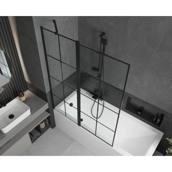Шторка для ванни MEXEN FLIP-2 120 BLACK рухома