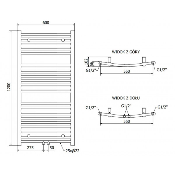 Сушка для рушників MEXEN ARES 120х60 WHITE 600W електричний 2.0