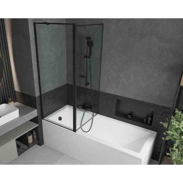 Шторка для ванни MEXEN FLIP-1 140 BLACK рухома