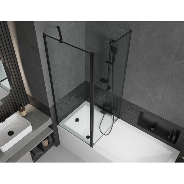 Шторка для ванни MEXEN FLIP-1 140 BLACK рухома
