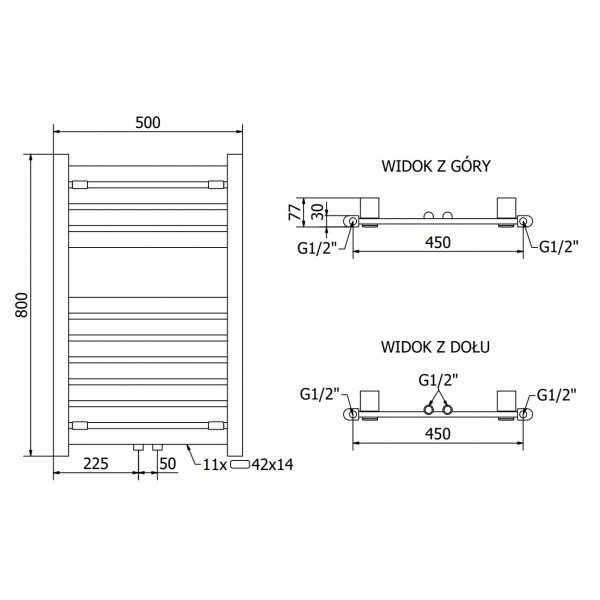 Сушка для рушників MEXEN URAN 80х50 WHITE 600W електрична