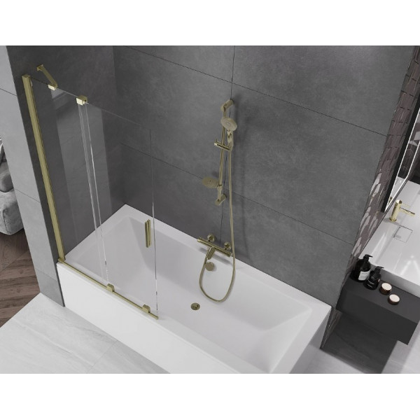 Шторка для ванни MEXEN VELAR 85 BRUSHED GOLD розсувна
