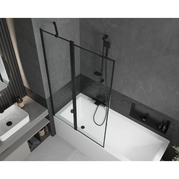 Шторка для ванни MEXEN FLIP-1 100 BLACK рухома