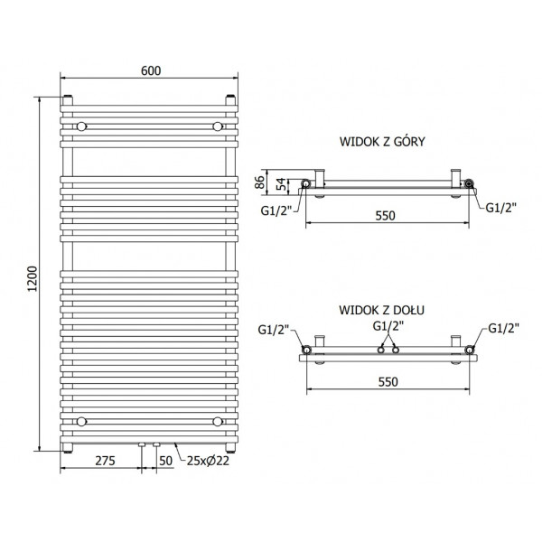 Сушка для рушників MEXEN SOL 120х60 WHITE 900W електрична