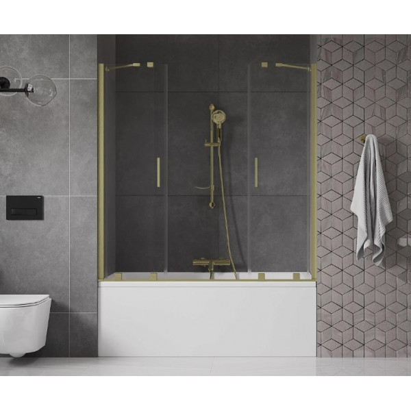 Шторка для ванни MEXEN VELAR DUO 160 BRUSHED GOLD розсувна