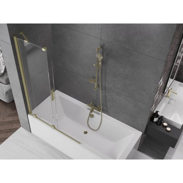 Шторка для ванни MEXEN VELAR 110 BRUSHED GOLD розсувна