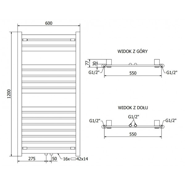 Сушка для рушників MEXEN URAN 120х60 WHITE 600W електрична