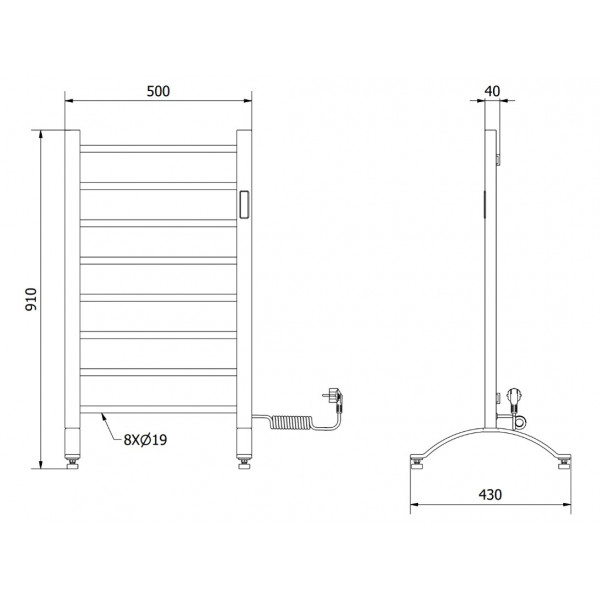 Сушка для рушників MEXEN OSO 91х50 WHITE 200W електричний