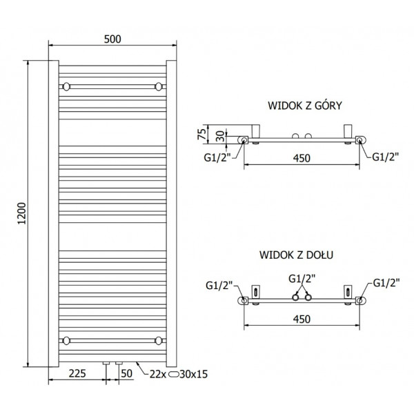 Сушка для рушників MEXEN HADES 120х50 WHITE 600W електричний