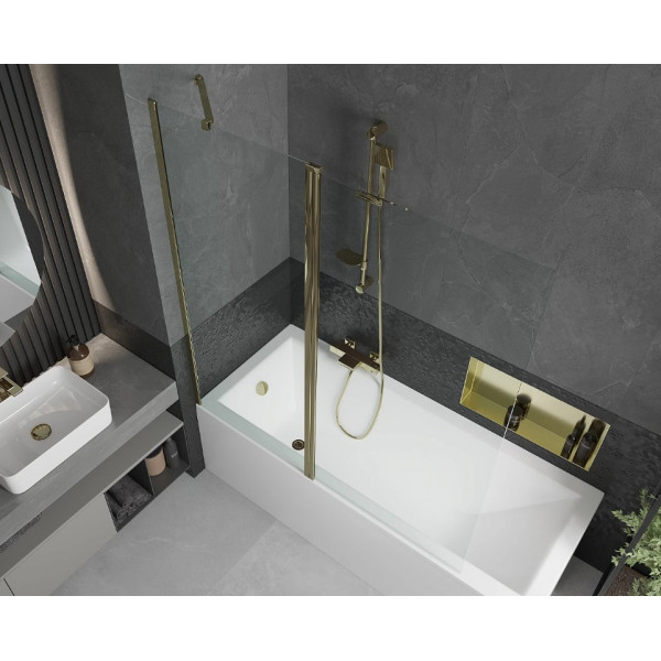 Шторка для ванни MEXEN FLIP 140 GOLD рухома