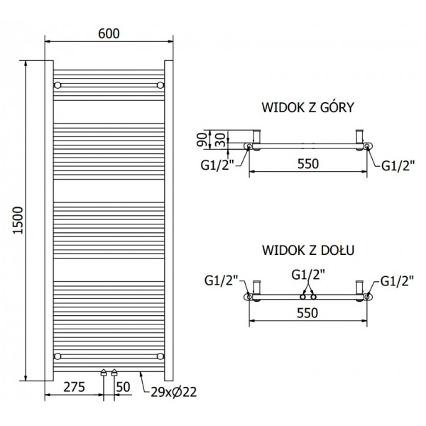 Сушка для рушників MEXEN MARS 150х60 WHITE 900W електрична 2.0