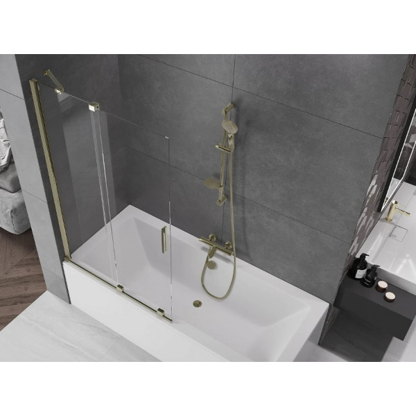 Шторка для ванни MEXEN VELAR 100 BRUSHED GOLD розсувна