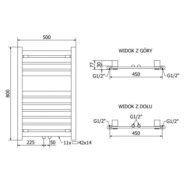 Сушка для рушників MEXEN URAN 80х50 ANTHRACITE 600W електричний