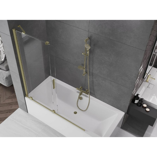 Шторка для ванни MEXEN VELAR 140 BRUSHED GOLD розсувна