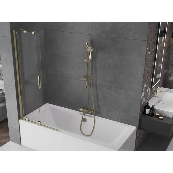 Шторка для ванни MEXEN VELAR 80 BRUSHED GOLD розсувна