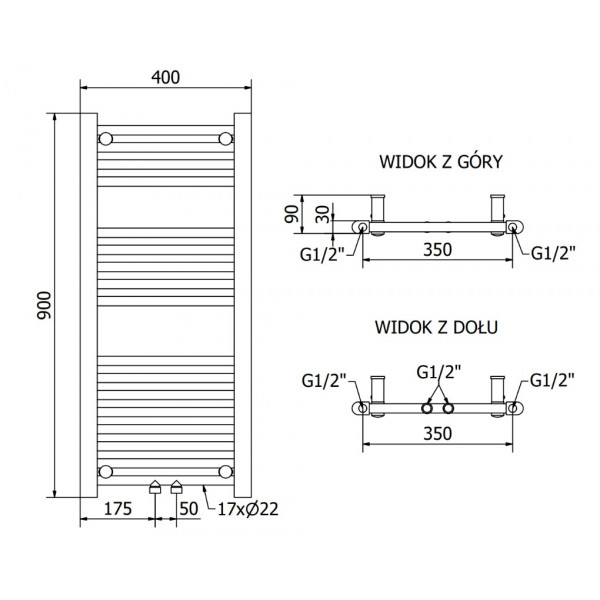 Сушка для рушників MEXEN MARS 90х40 WHITE 300W електрична 2.0