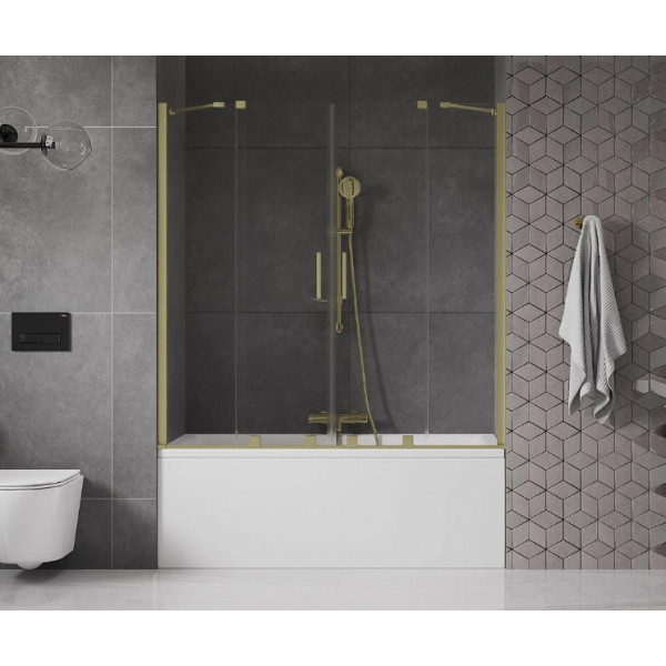 Шторка для ванни MEXEN VELAR DUO 160 BRUSHED GOLD розсувна