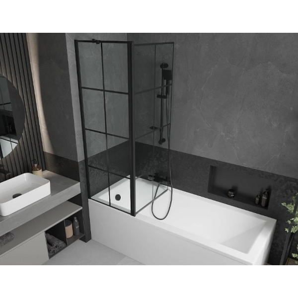 Шторка для ванни MEXEN FLIP-2 120 BLACK рухома
