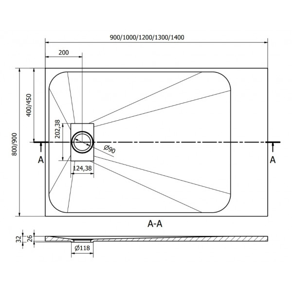 Душовий піддон MEXEN HUGO 120x80 WHITE