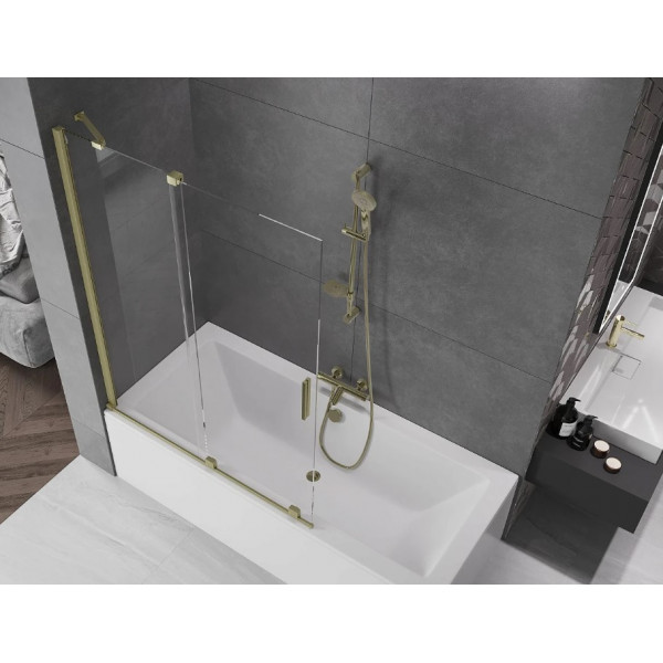Шторка для ванни MEXEN VELAR 120 BRUSHED GOLD розсувна