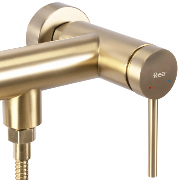 Змішувач для ванни та душу REA CLIF BRUSHED GOLD настінний без виливу
