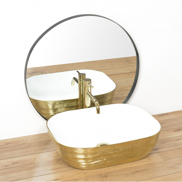 Умывальник (раковина) REA FLORIA BRUSHED GOLD WHITE накладной *
