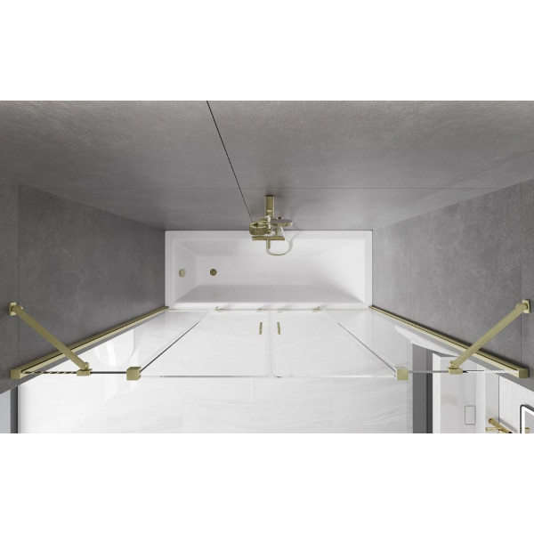 Шторка для ванни MEXEN VELAR DUO 200 BRUSHED GOLD розсувна