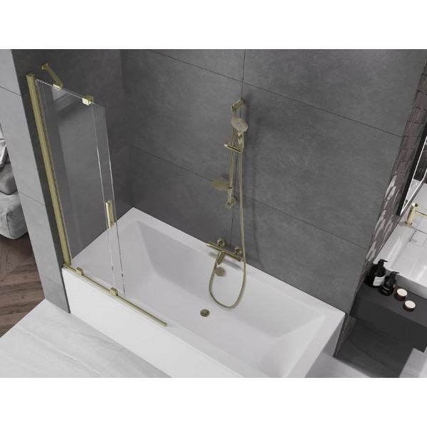 Шторка для ванни MEXEN VELAR 85 BRUSHED GOLD розсувна