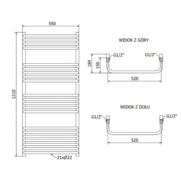 Сушка для рушників MEXEN APOLLO 121х55 WHITE 600W електрична