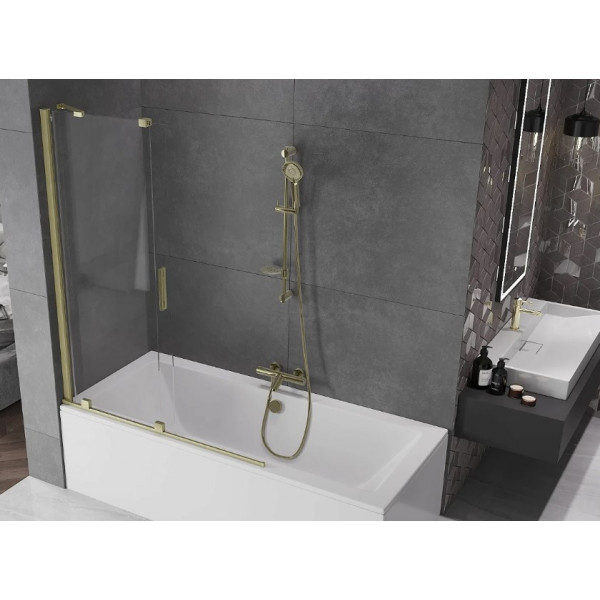 Шторка для ванни MEXEN VELAR 120 BRUSHED GOLD розсувна