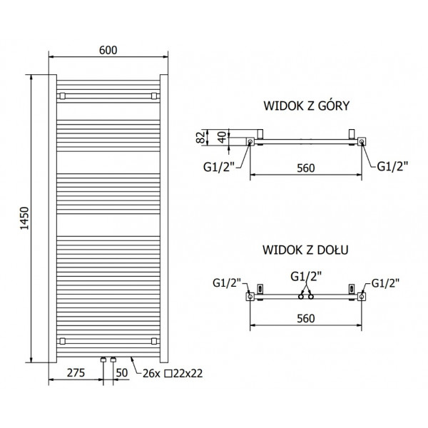 Сушка для рушників MEXEN PLUTON 145х60 BLACK 900W електричний