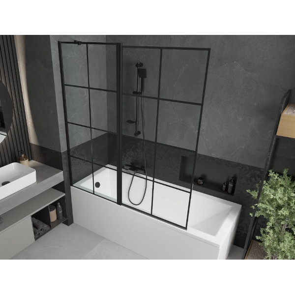 Шторка для ванни MEXEN FLIP-2 140 BLACK рухома