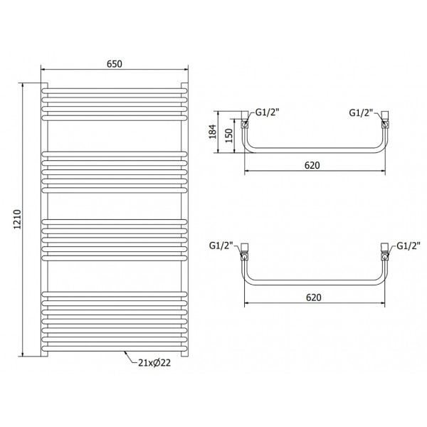 Сушка для рушників MEXEN APOLLO 121х65 WHITE 900W електрична