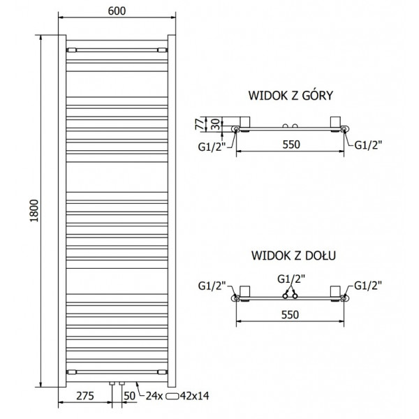 Сушка для рушників MEXEN URAN 180х60 WHITE 900W електрична